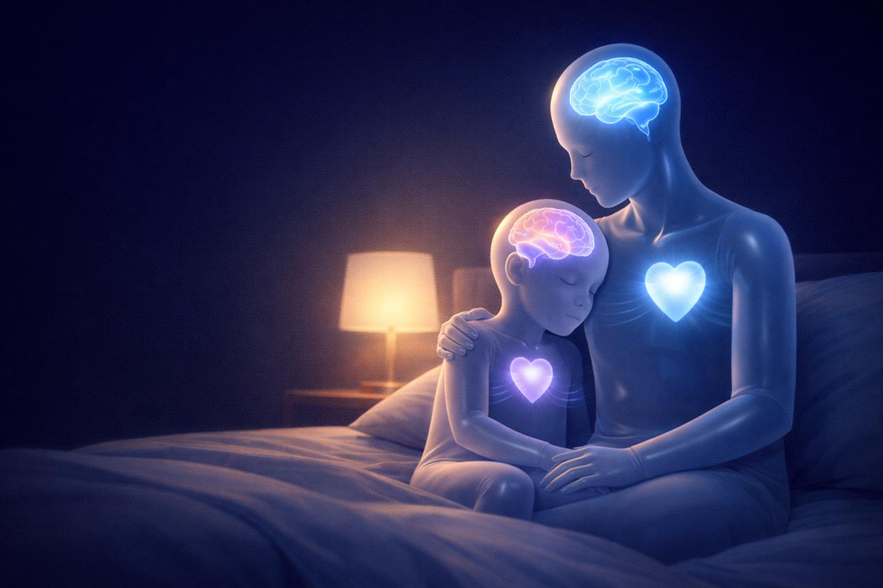 Caregiver and child settling into a calm bedtime routine